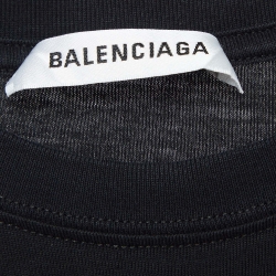 Pre Owned Balenciaga Black Logo Print Cotton T-Shirt XS