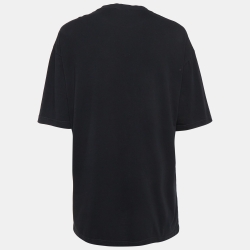 Pre Owned Balenciaga Black Logo Print Cotton T-Shirt XS