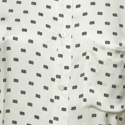 Pre Owned Balenciaga Off-White Logo Printed Silk Shirt S