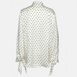 Pre Owned Balenciaga Off-White Logo Printed Silk Shirt S