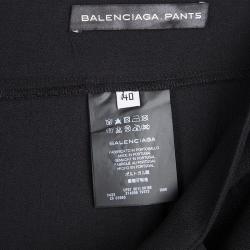 Pre Owned Balenciaga Black Stretch Crepe Pleat Front Tapered Suspender Trousers M