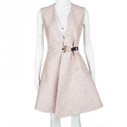 Pre Owned Balenciaga Textured Pale Pink Buckle Detail Sleeveless Dress Coat S