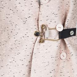 Pre Owned Balenciaga Textured Pale Pink Buckle Detail Sleeveless Dress Coat S