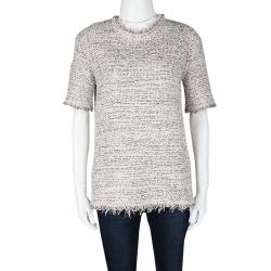 Pre Owned Balenciaga Blush Pink Textured Short Sleeve Top M