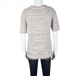 Pre Owned Balenciaga Blush Pink Textured Short Sleeve Top M