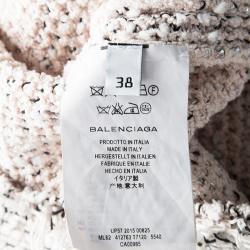 Pre Owned Balenciaga Blush Pink Textured Short Sleeve Top M