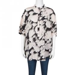 Pre Owned Balenciaga Multicolor Animal Printed Silk Oversized Blouse M