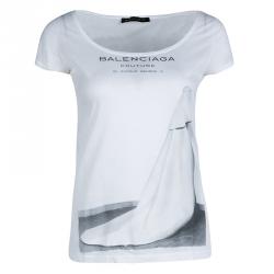 Pre Owned Balenciaga White 1960s Bride Print T-Shirt S