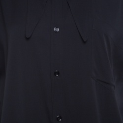 Pre Owned Balenciaga Black Scarf Collar Detail Oversized High Low Silk Blouse S