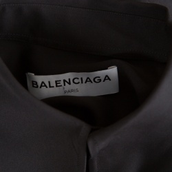 Pre Owned Balenciaga Black Scarf Collar Detail Oversized High Low Silk Blouse S