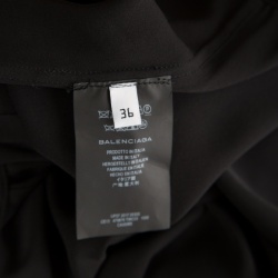 Pre Owned Balenciaga Black Scarf Collar Detail Oversized High Low Silk Blouse S