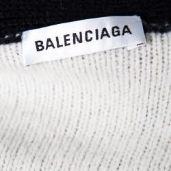 Pre Owned Balenciaga Monochrome Logo Jacquard Knit Long Archetype Cardigan M
