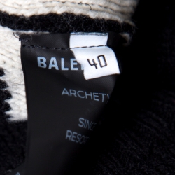 Pre Owned Balenciaga Monochrome Logo Jacquard Knit Long Archetype Cardigan M