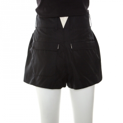 Pre Owned Balenciaga Black Paper Bag Waist Pleat Front Shorts M