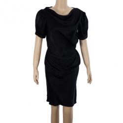  مملوكة مسبقًا Balenciaga Black Satin Dress S