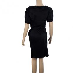 مملوكة مسبقًا Balenciaga Black Satin Dress S