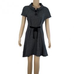 Pre Owned Balenciaga Monochrome Grid Print Dress M