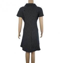 Pre Owned Balenciaga Monochrome Grid Print Dress M