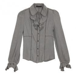 Pre Owned Balenciaga Denim Ruffle Shirt S