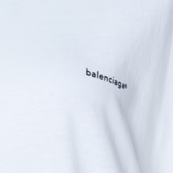 Pre Owned Balenciaga White Logo Print Cotton Jersey Oversized Cocoon T-Shirt S