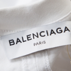 Pre Owned Balenciaga White Logo Print Cotton Jersey Oversized Cocoon T-Shirt S