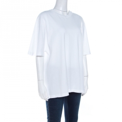 Pre Owned Balenciaga White Logo Print Cotton Jersey Oversized Cocoon T-Shirt S