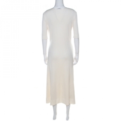 مملوكة مسبقًا فستان بالنسياغا نمط جاكار هندسي واسع متوسط حرير كريمي M