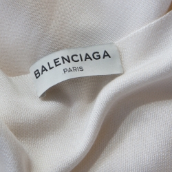 مملوكة مسبقًا فستان بالنسياغا نمط جاكار هندسي واسع متوسط حرير كريمي M