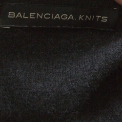 Pre Owned Balenciaga Charcoal Grey Wool Ruched Sleeve Detail Buttoned Cardigan M