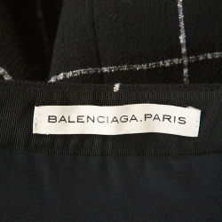 Pre Owned Balenciaga Black Checked Wool Blend Pleated Mini Skirt M