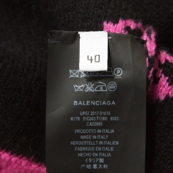 Pre Owned Balenciaga Pink Allover Logo Wool Crew Neck Sweater M