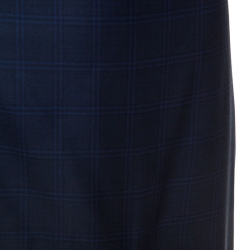 Balenciaga Navy Blue Checked Virgin Wool Asymmetric Mini Skirt S 