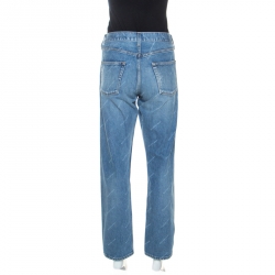 Pre Owned Balenciaga Blue Denim Monogram Jeans XL