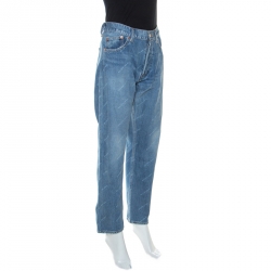 Pre Owned Balenciaga Blue Denim Monogram Jeans XL