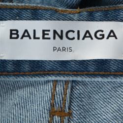 Pre Owned Balenciaga Blue Denim Monogram Jeans XL