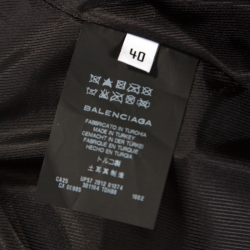 Pre Owned Balenciaga Grey Leather Quilted Detail  Zip Front Jacket M