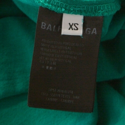 Pre Owned Balenciaga Green BB Logo Print Cotton Oversized T-Shirt XS