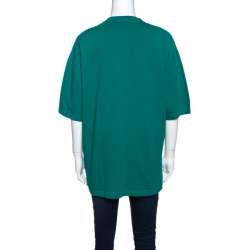 Pre Owned Balenciaga Green BB Logo Print Cotton Oversized T-Shirt XS