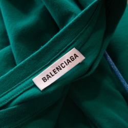 Pre Owned Balenciaga Green BB Logo Print Cotton Oversized T-Shirt XS