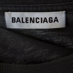 Pre Owned Balenciaga Anthracite Grey Logo Print Cotton Oversized T-Shirt L