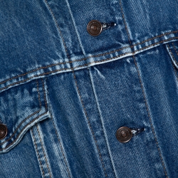 مملوكة مسبقًا Balenciaga Blue Denim Logo Print Oversized Jacket M 