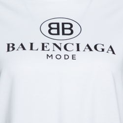 Balenciaga White BB Mode Print Cotton Oversized T-Shirt S