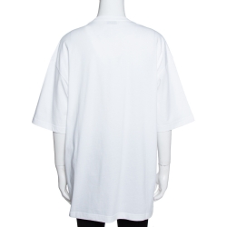 Balenciaga White BB Mode Print Cotton Oversized T-Shirt S