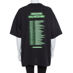 Pre Owned Balenciaga Black Speed Hunters Print Cotton Oversized T-Shirt M