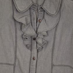 Pre Owned Balenciaga Denim Ruffle Shirt S