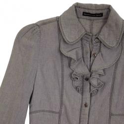 Pre Owned Balenciaga Denim Ruffle Shirt S