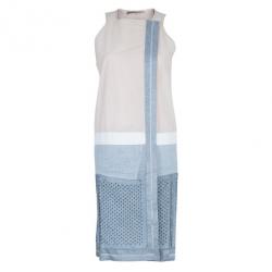 Pre Owned Balenciaga Drop Waist Mixed Fabric Dress Coat S
