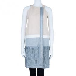 Pre Owned Balenciaga Drop Waist Mixed Fabric Dress Coat S