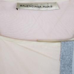 Pre Owned Balenciaga Drop Waist Mixed Fabric Dress Coat S