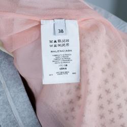 Pre Owned Balenciaga Drop Waist Mixed Fabric Dress Coat S